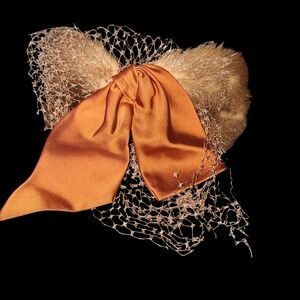 Sonni Vintage 1950s Brown Taupe Fur Hair Accessory Headband Half Hat